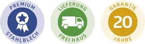 Buttonleiste - Premium Stahlbelch, Lieferung frei Haus, 20 Jahre Garantie