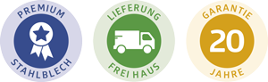 Buttonleiste - Premium Stahlbelch, Lieferung frei Haus, 20 Jahre Garantie