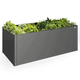 Hochbeet dunkelgrau-metallic bepflanzt